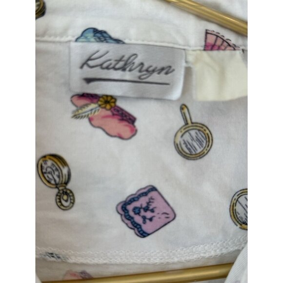 kathryn Vintage Makeup Glam print pajama Top - Picture 6 of 7